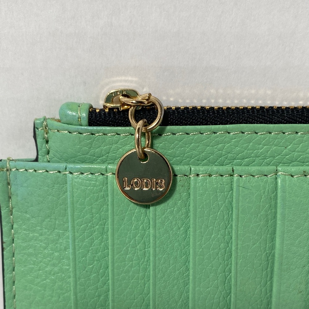 Lodis Mint Green Genuine Leather Card Wallet with Zip Pocket - Picture 4 of 12